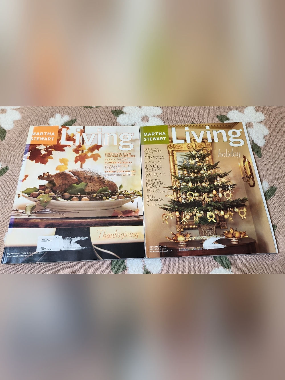 2 Martha Stewart Living Magazines Vintage 2001 Nov Thanksgiving Dec Holiday